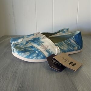 Toms Plant Dyed Grey Multi Tie Dye Canvas Alpargatas Women's Size 8.5 New